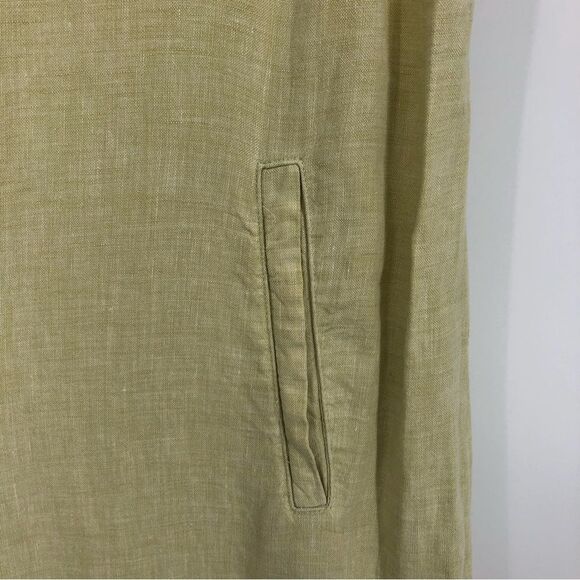 J. Jill Love Linen Dress Womens Medium 100% Linen Lemon Lime Sleeveless Pockets - Picture 6 of 12